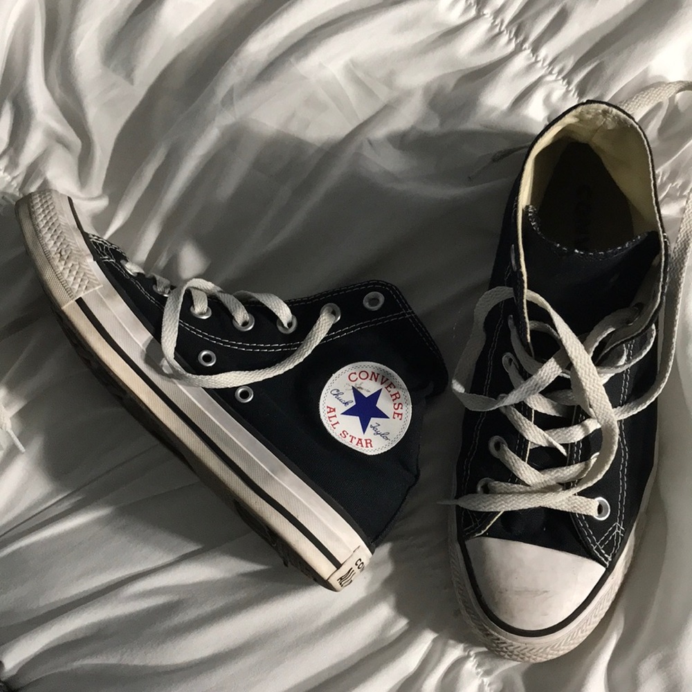 Converse black high tops size 8